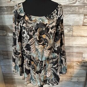 Maurices Black and Blue Floral Blouse
